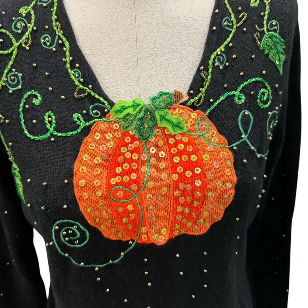 JACK B. QUICK Beaded Pumpkin Fall Top – Size S - Picture 5 of 10